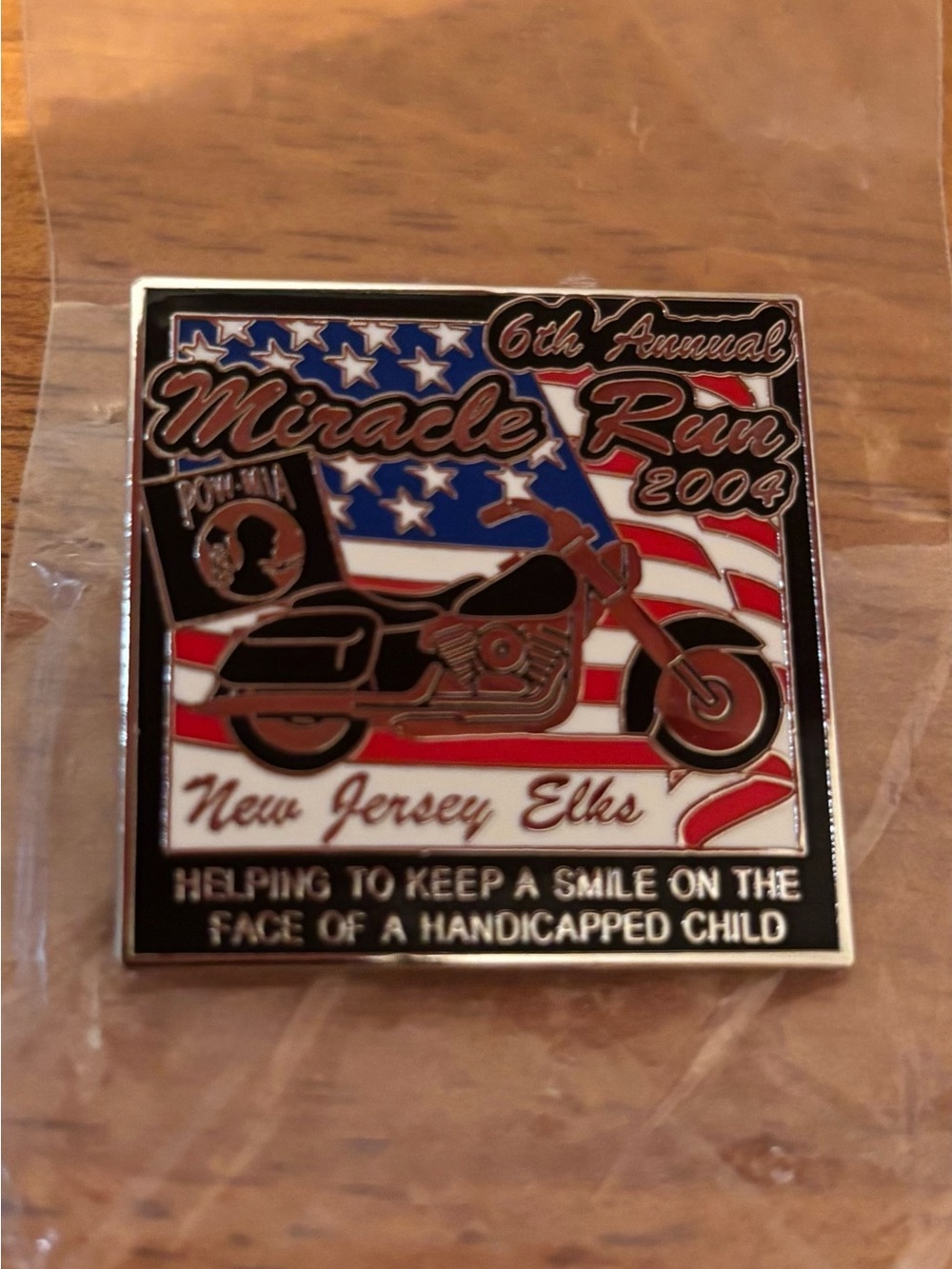 New Jersey Elks Miracle Run 6th Annual 2004 Pin Motorcycle